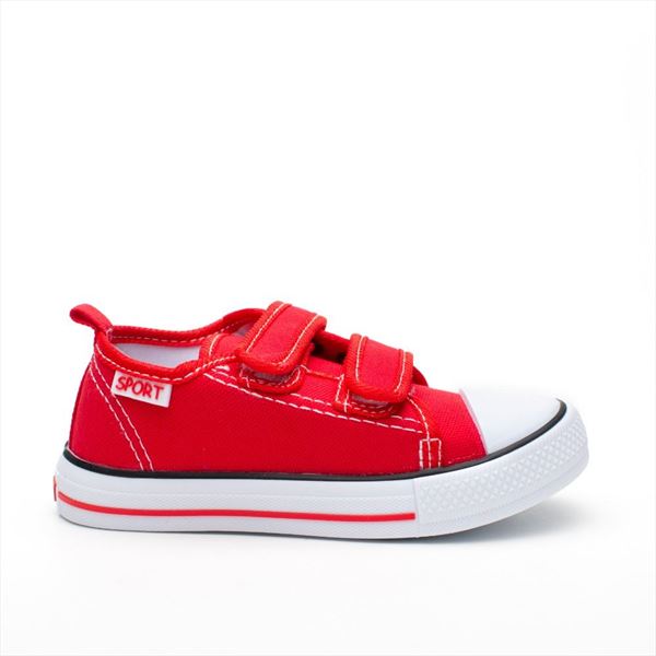 Zapatillas  Lona Niño  Rojas Puntera Goma Modelo Sport