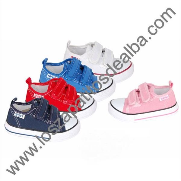 Zapatillas Lona Rosa con velcro modelo Sport (4)