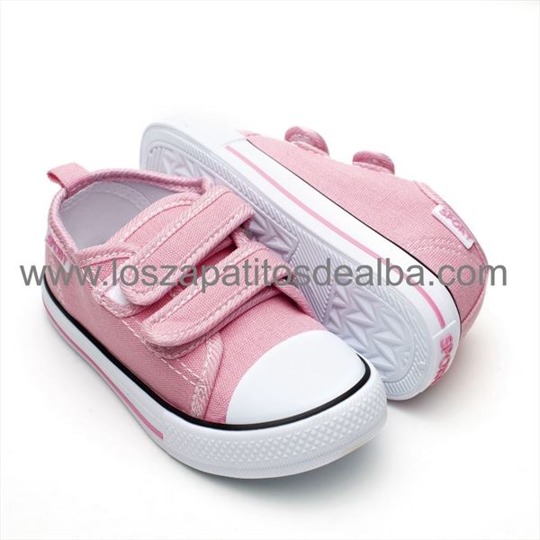 Zapatillas Lona Rosa con velcro modelo Sport (2)