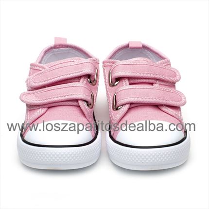 Zapatillas Lona Niña Rosa con velcro modelo Sport