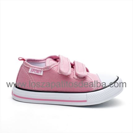 Zapatillas Lona Niña Rosa con velcro modelo Sport