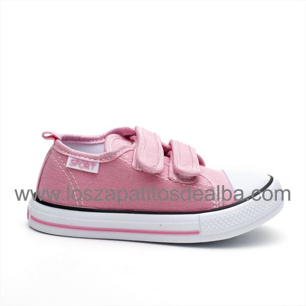 Zapatillas Lona Rosa con velcro modelo Sport (6)