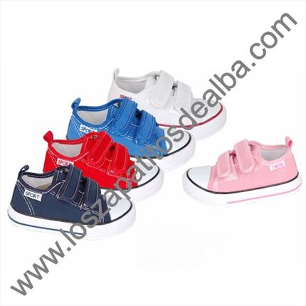 Comprar Zapatillas Lona Rosa con velcro modelo Sport  ▷baratos◁