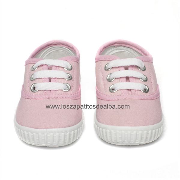 Zapatillas Lona rosa básica (1)