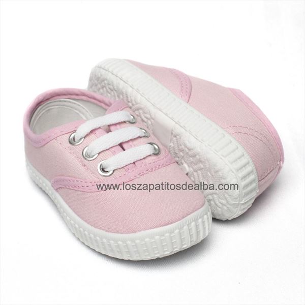 Zapatillas Lona rosa básica (2)