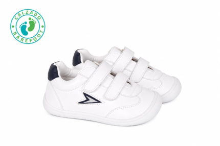 Zapatillas niño blancas velcro barefoot