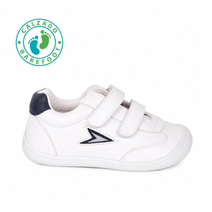 Zapatillas niño blancas velcro barefoot