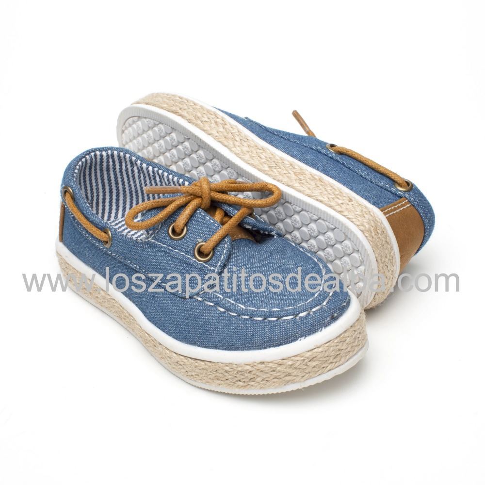 Zapatillas Niño Lona Azul Vaquera Modelo Nauticos🥇