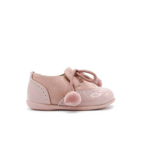 Zapato Bebé NIña Rosa Blucher Pompones