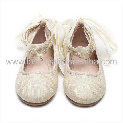 Comprar Zapato Niña Ceremonia Beige Tobillera Floral 🥇