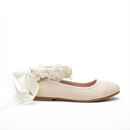 Comprar Zapato Niña Ceremonia Beige Tobillera Floral 🥇