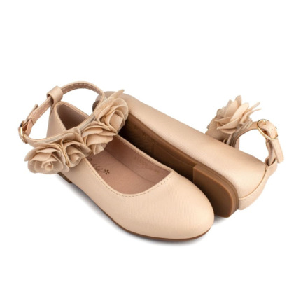 Zapato Niña Comunión Rosa Nude Tobillera Floral