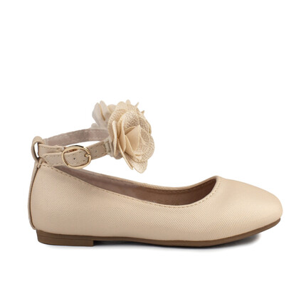 Zapato Niña Comunión Rosa Nude Tobillera Floral