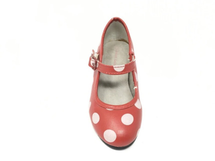 Comprar Zapatos Flamenca Niña Rojos y Lunares Blanco Baratos 💃