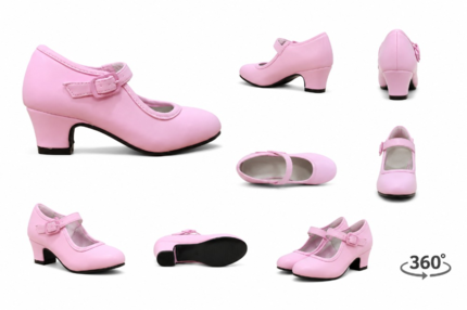 Zapatos Flamenca Niña Rosa