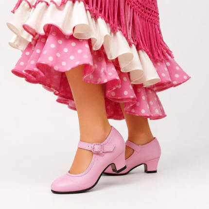 Zapatos Flamenca Niña Rosa