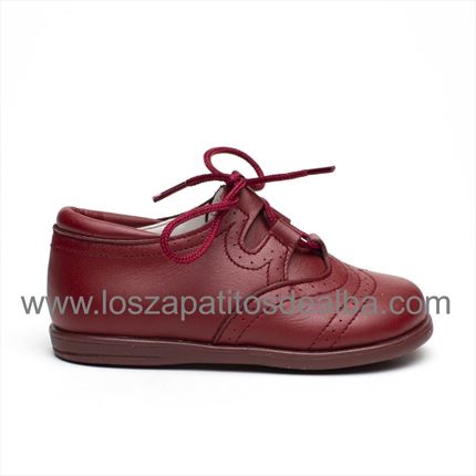 Zapatos Inglesitos Niño Burdeos Piel Modelo Bruno