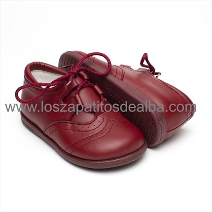 Zapatos Inglesitos Niño Burdeos Piel Modelo Bruno