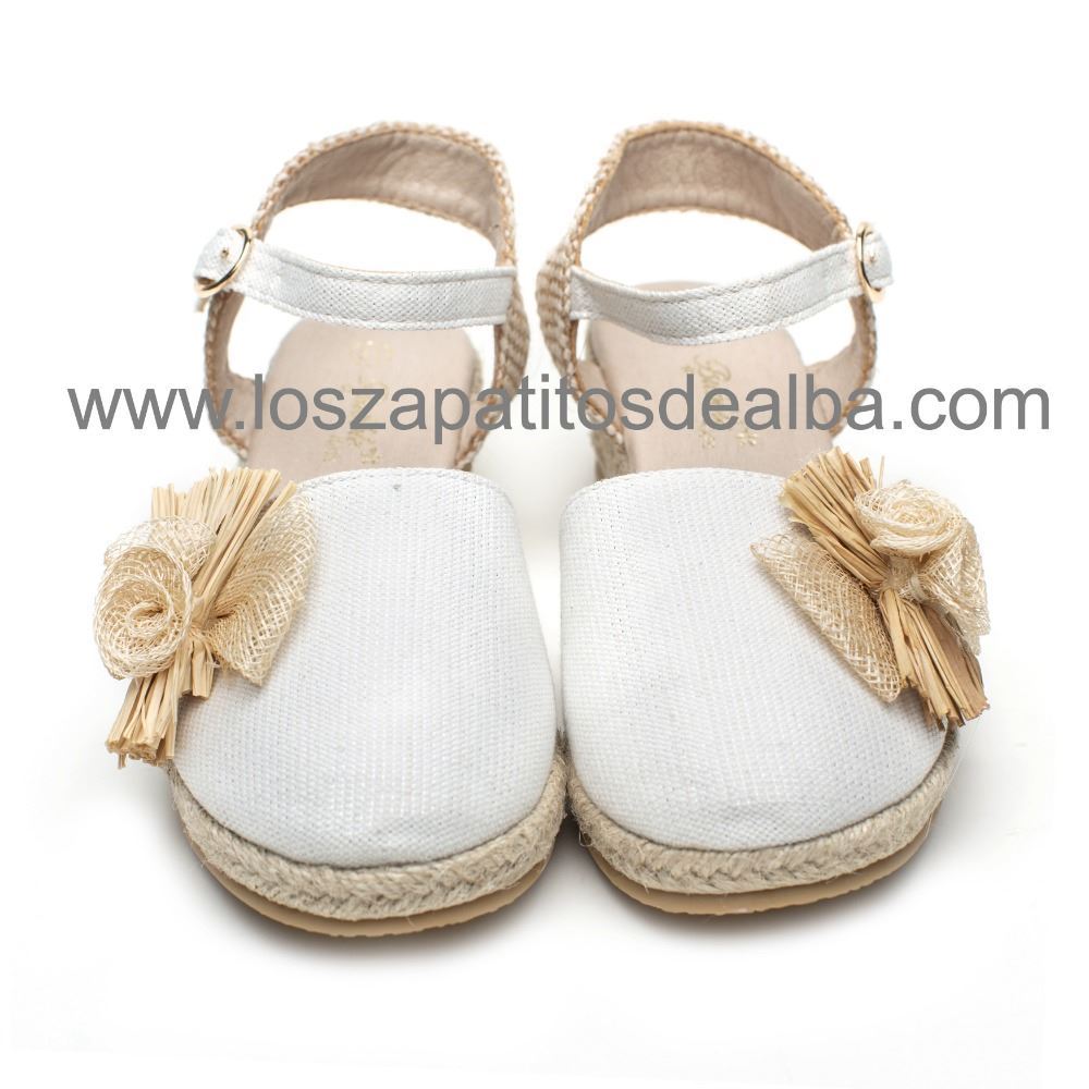 Zapatos Niña Comunion Blanco Modelo Esparteñas precio】