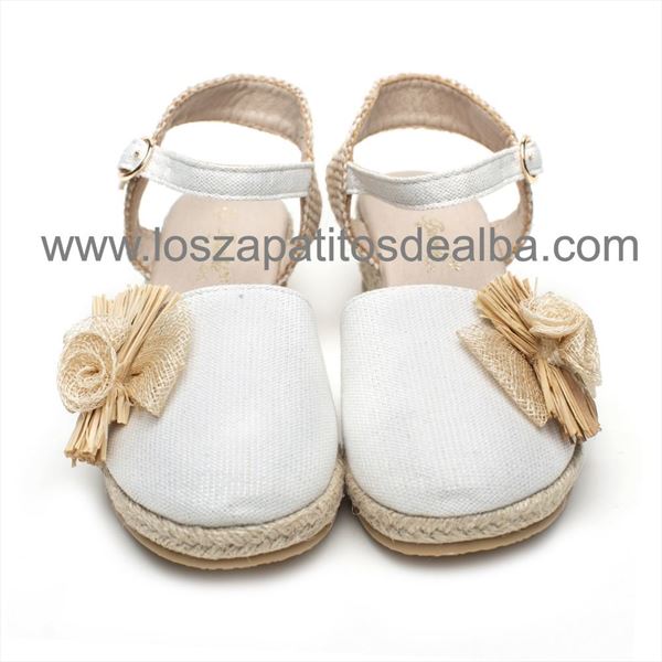 Zapatos Niña Comunion Blanco Modelo Esparteñas Lino (2)