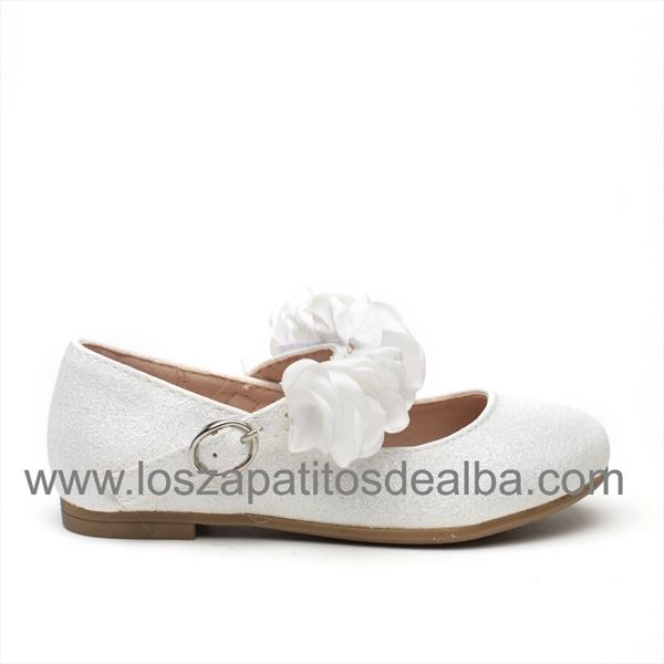 Zapatos Niña Comunión Blanco Modelo Tiara Brillo