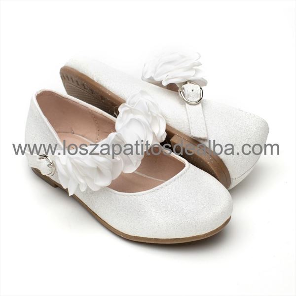 Zapatos Niña Comunión Blanco Modelo Tiara Brillo (2)