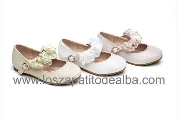 Zapatos Niña Comunión Blanco Modelo Tiara Brillo (3)