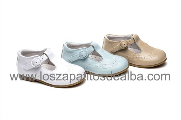 Zapatos Niño Charol Celeste Modelo Angel (3)