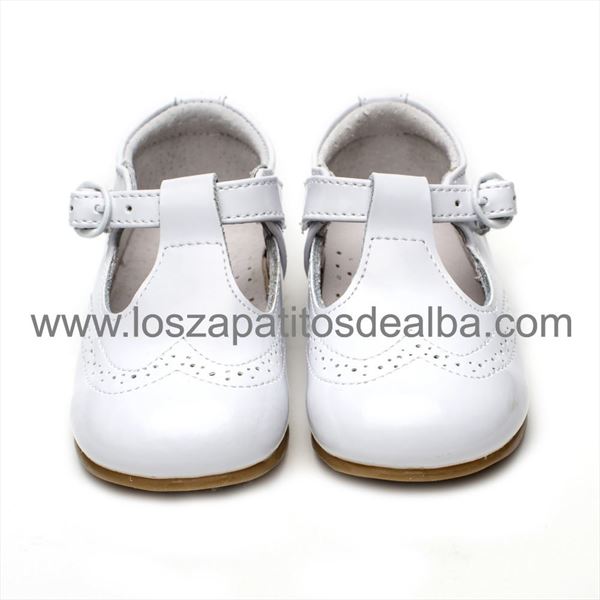 Zapatos Niño Blanco Charol Modelo Angel. (1)